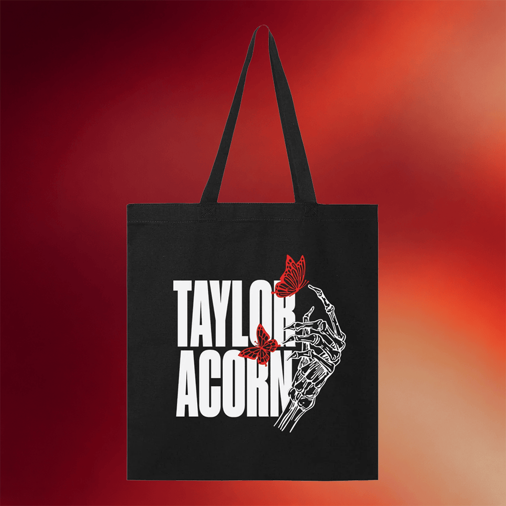 Taylor Acorn Merch 2026 Hand Butterfly Black Tote Bag Presents For Music Lovers - Merchluma