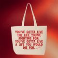 Lucy Dacus Merch 2026 Live The Life Zippable Shopping Tote Bag Lucy Dacus Bag Her Gifts - Merchluma