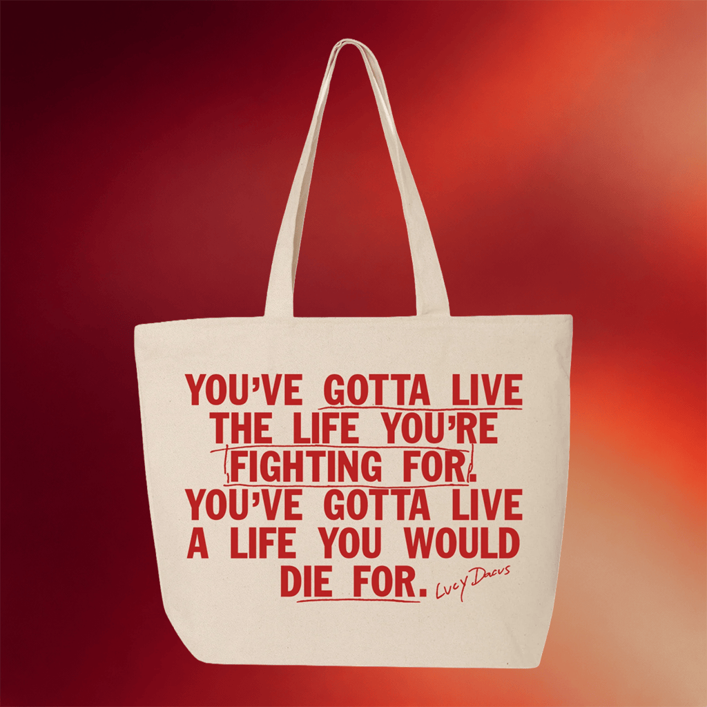 Lucy Dacus Merch 2026 Live The Life Zippable Shopping Tote Bag Lucy Dacus Bag Her Gifts - Merchluma