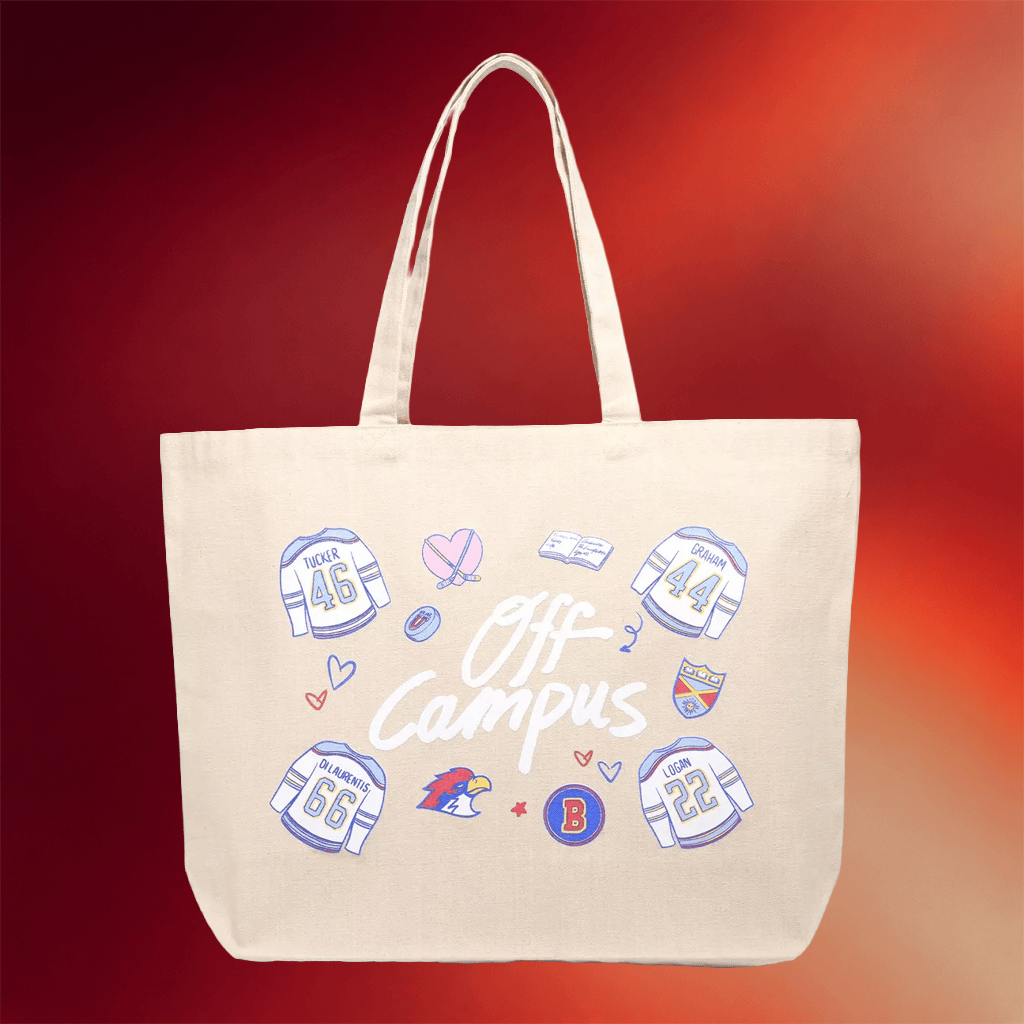 Off Campus Merch 2026 Off Campus Icons Tote Bag Hockey Romance Handbags Gifts For Her - Merchluma