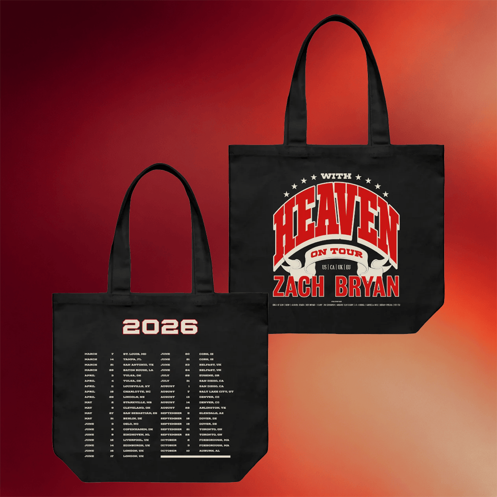 Zach Bryan With Heaven On Tour Merch 2026 With Heaven On Top Tour Tote Bag Gifts For Music Fans - Merchluma