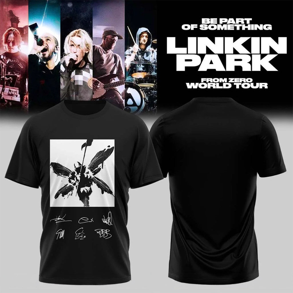 Linkin Park Merch 2026 From Zero World Tour Signature T-Shirt Black Gift For Rock Music Fan - Merchluma