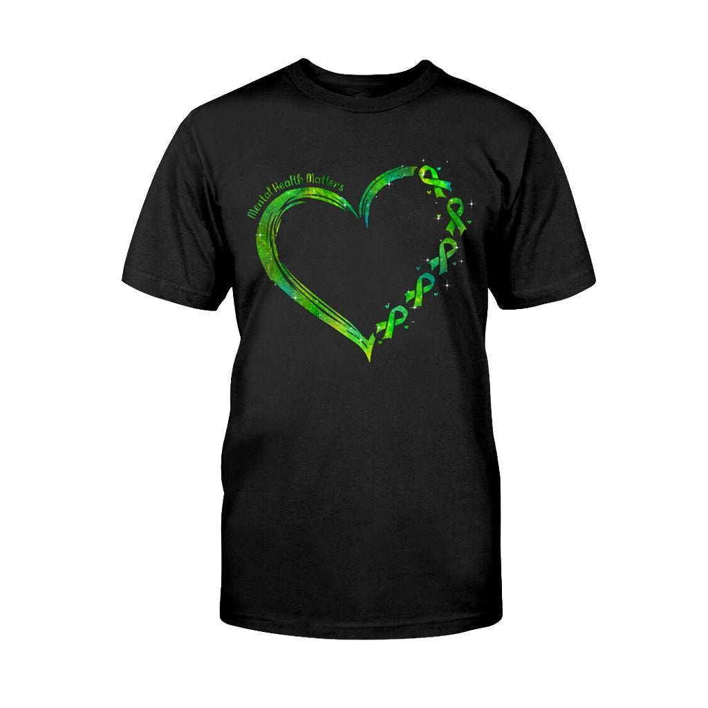 Mental Health Matters Awareness Ribbon Heart Vintage T-Shirt Mental Health Awareness Apparel - Merchluma