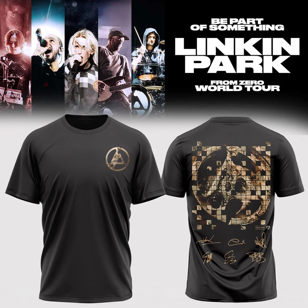 Linkin Park Merch 2026 From Zero World Tour T-Shirt Black Signature Shirt Gift For Rock Fans - Merchluma
