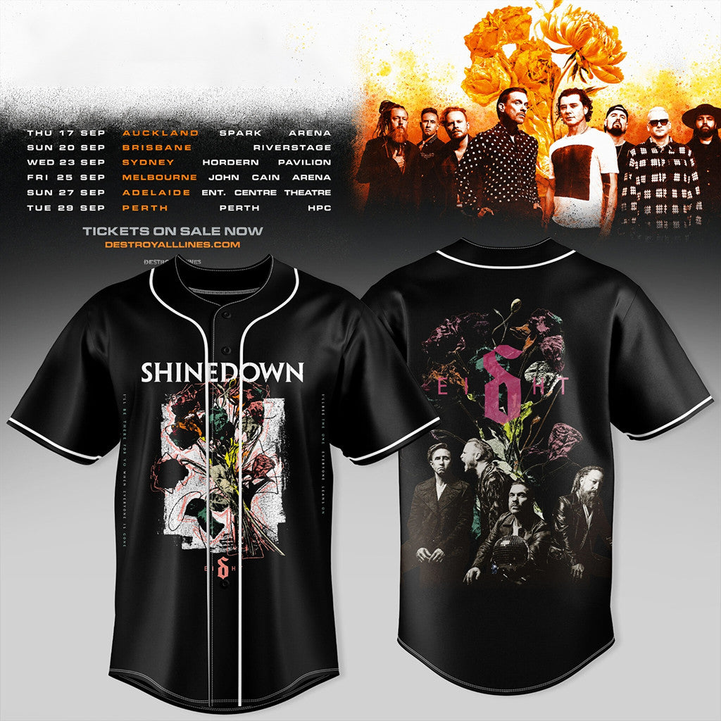 Shinedown X Bush Australia Tour 2026 Baseball Jersey Shinedown Merch Best Gift For Music Lover - Merchluma