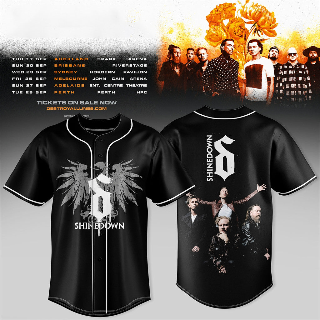 Shinedown X Bush Australia Tour 2026 Baseball Jersey Shinedown Merch Music Gift Ideas For Guys - Merchluma