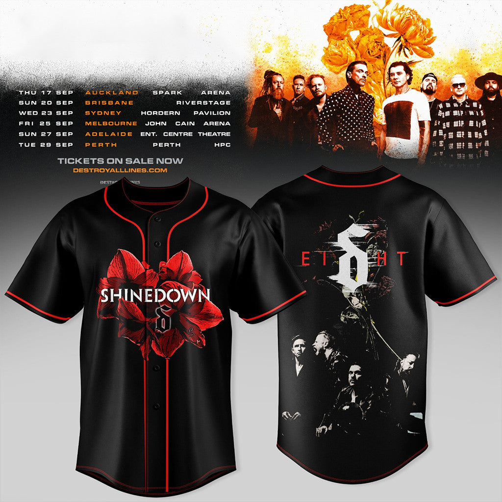 Shinedown X Bush Australia Tour 2026 Baseball Jersey Shinedown X Bush Merch Gift For Music Fans - Merchluma