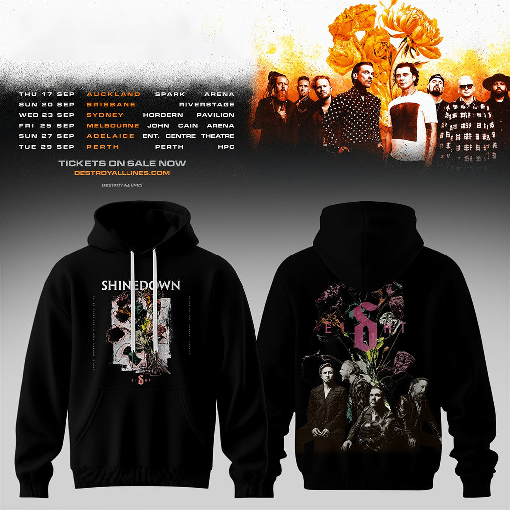 Shinedown X Bush Australia Tour 2026 Hoodie Black Shinedown Merch Music Lover Gift Idea For Him - Merchluma