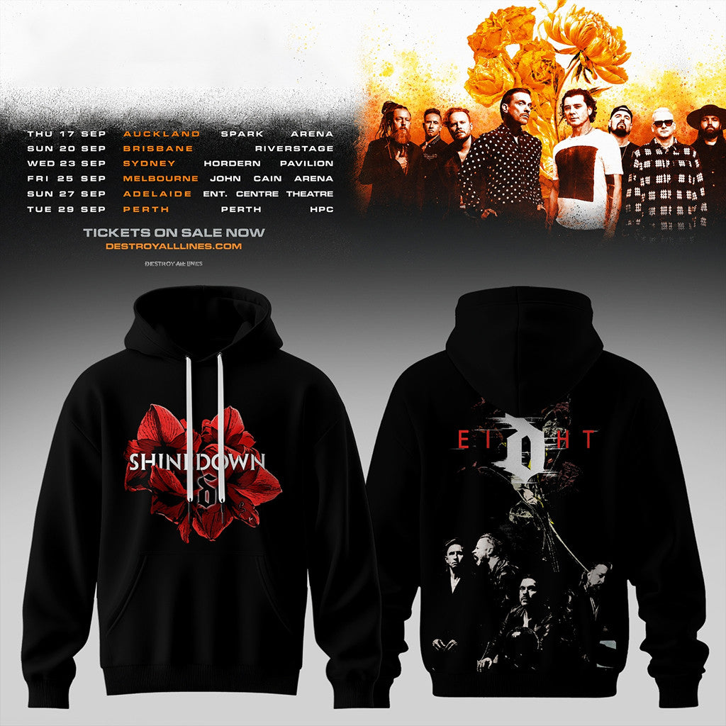 Shinedown X Bush Australia Tour 2026 Hoodie Black Shinedown Merch Presents For Music Lovers - Merchluma
