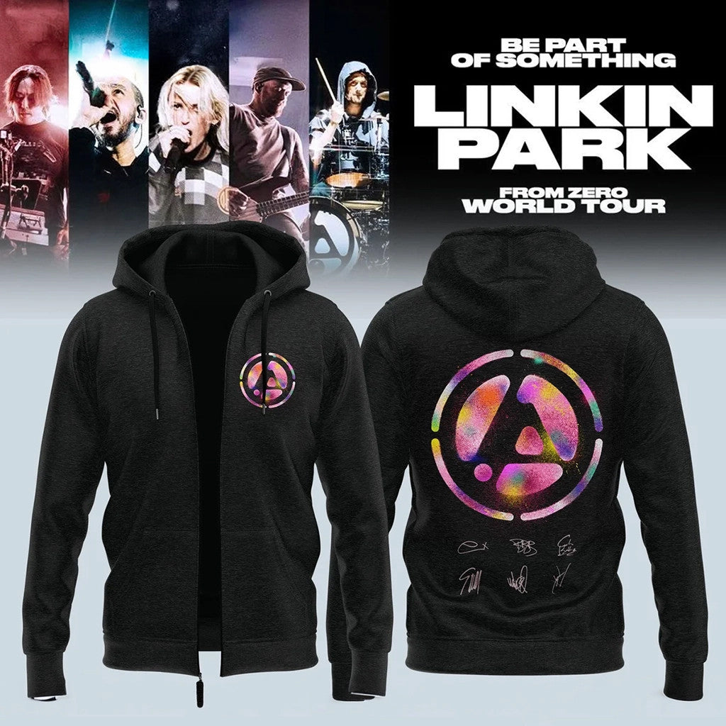 Linkin Park From Zero World Tour 2026 Signature Zip Hoodie Linkin Park Merch Rock Fan Gifts - Merchluma