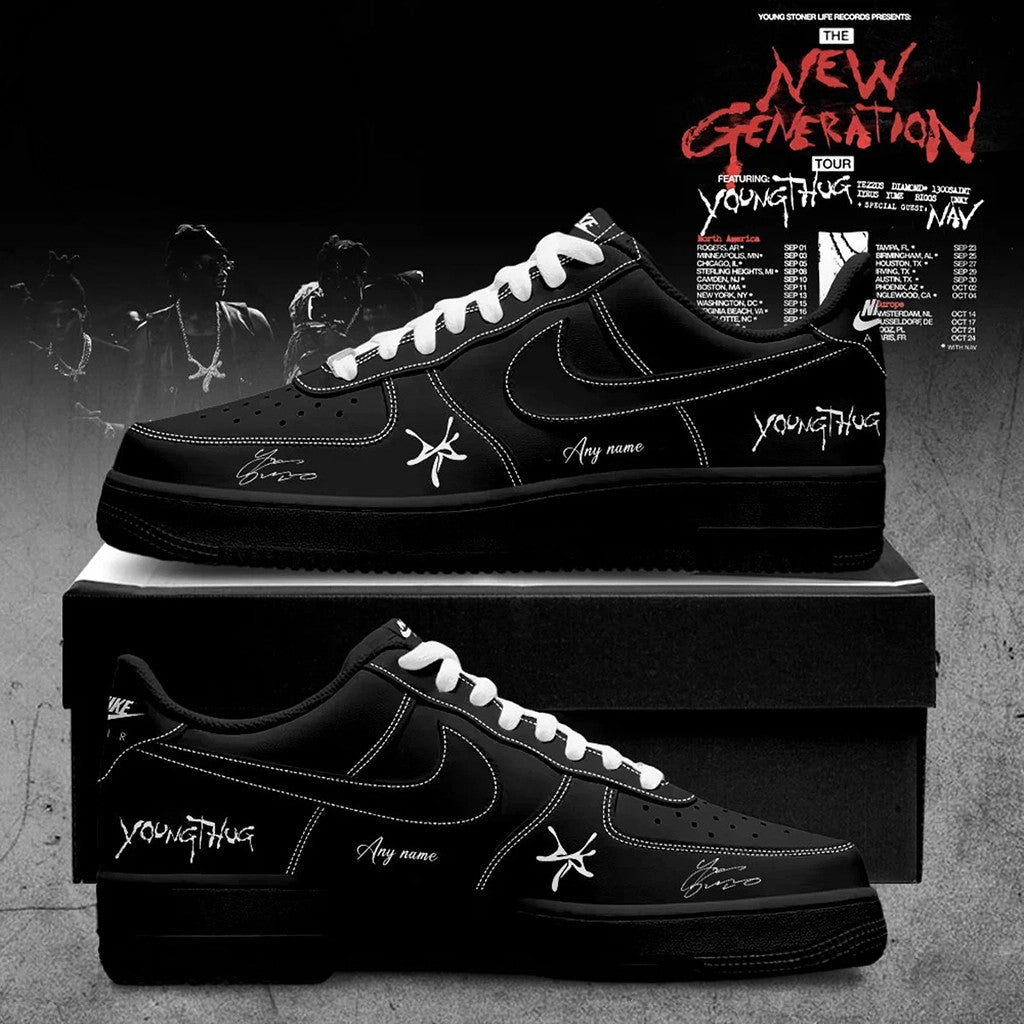 Customized Young Thug Merch The New Generation Tour 2026 Signed Shoes Sneakers Black Fan Gear - Merchluma