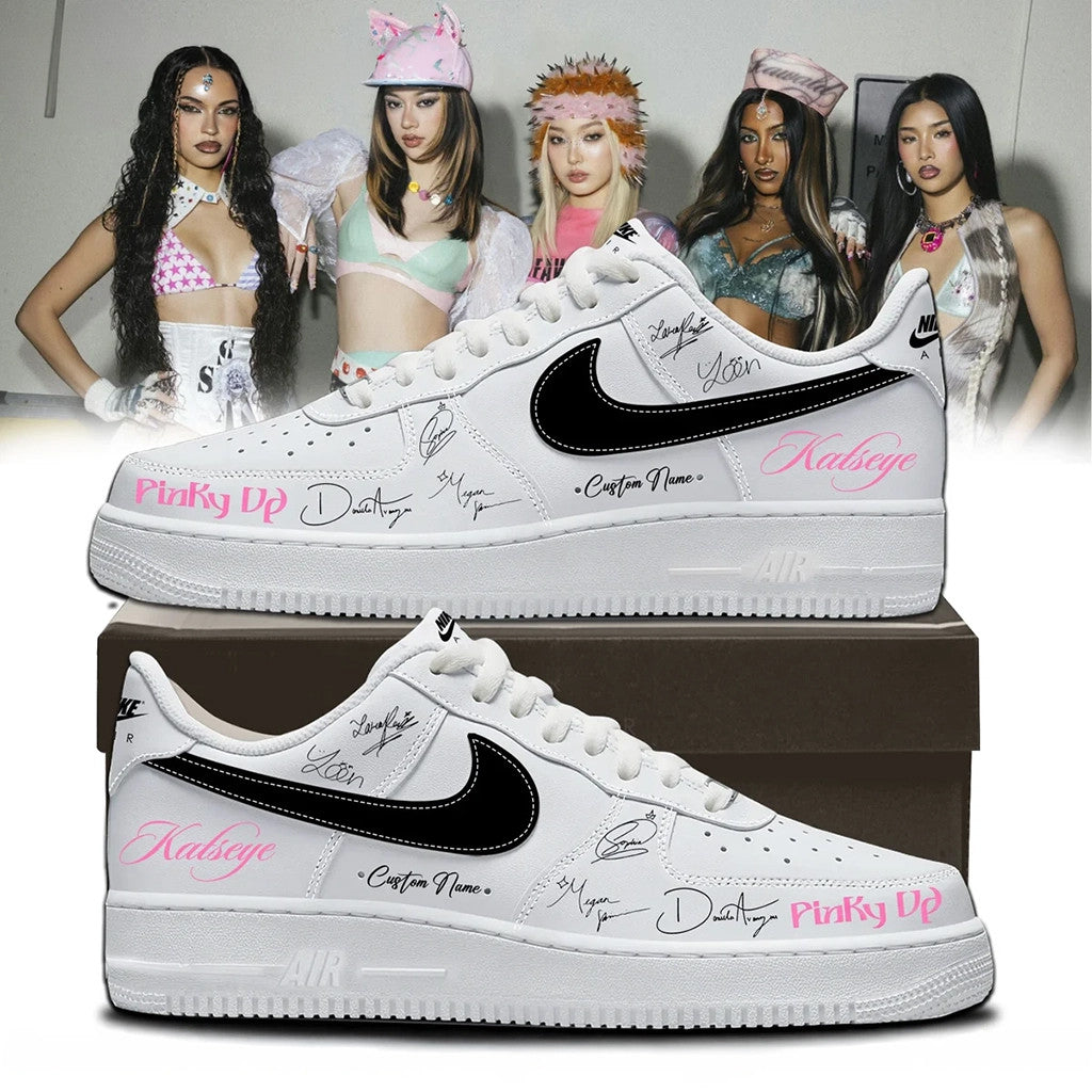 Personalized KATSEYE Merch 2026 KATSEYE Pinky Up Signature Shoes Sneakers Birthday Gift Ideas - Merchluma