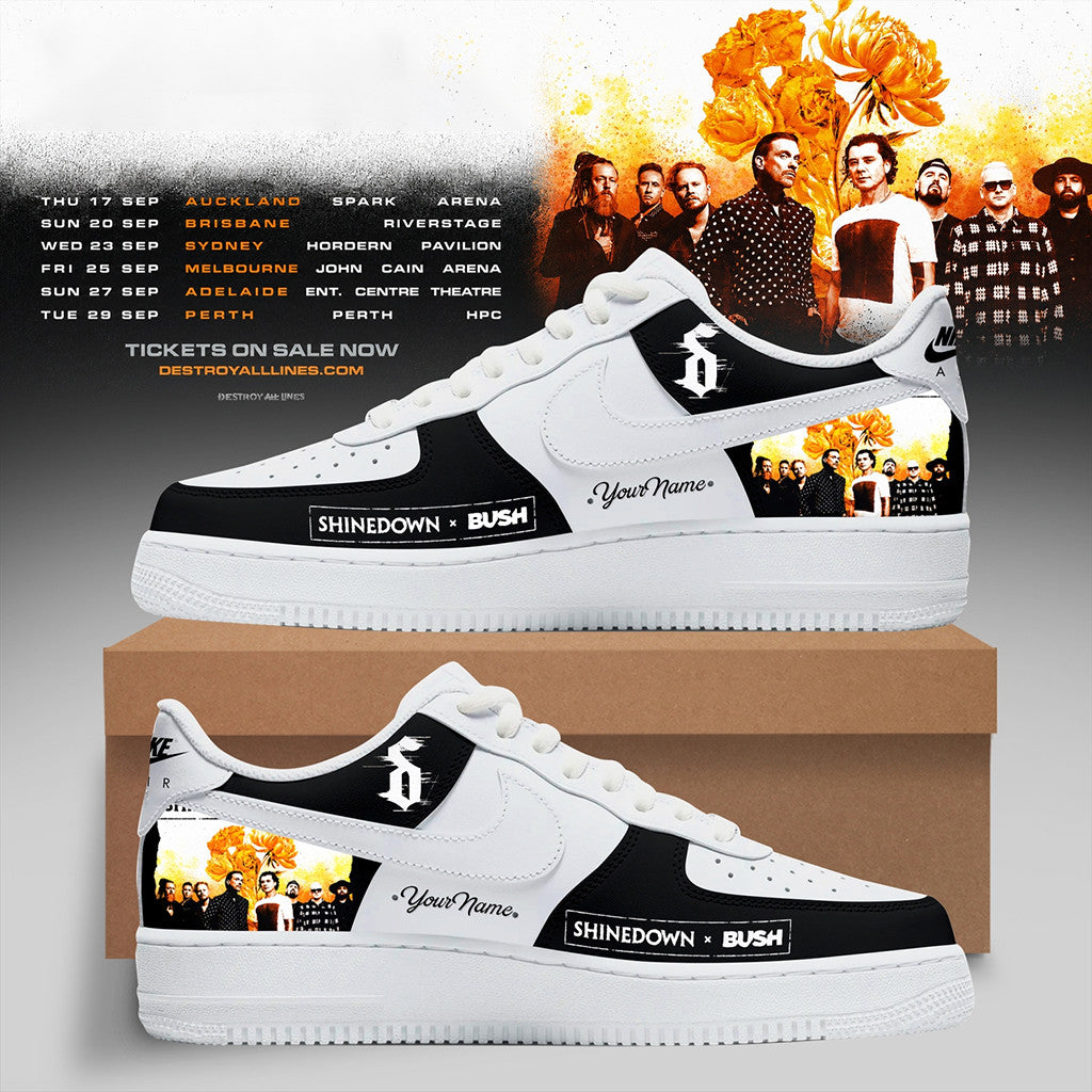 Personalized Shinedown X Bush Australia Tour 2026 Shoes Sneakers Shinedown X Bush Merch - Merchluma