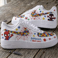 Spider-Man Different Not Less Autism Awareness Low Top Shoes Sneakers Autistic Merch Son Gifts - Merchluma