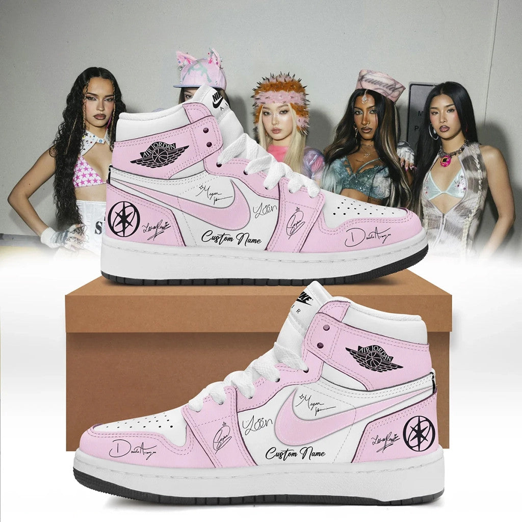 Personalized KATSEYE Merch 2026 Pinky Up Signature Sneakers Music Fan Gear Best Gifts - Merchluma