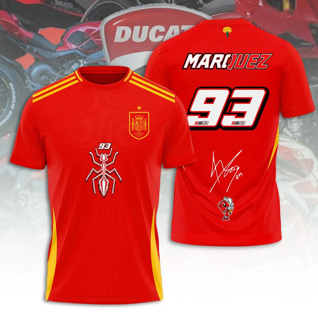 Marc Marquez X Spain National Football Team Graphic T-Shirt Marc Marquez Merch Gift For Fans - Merchluma