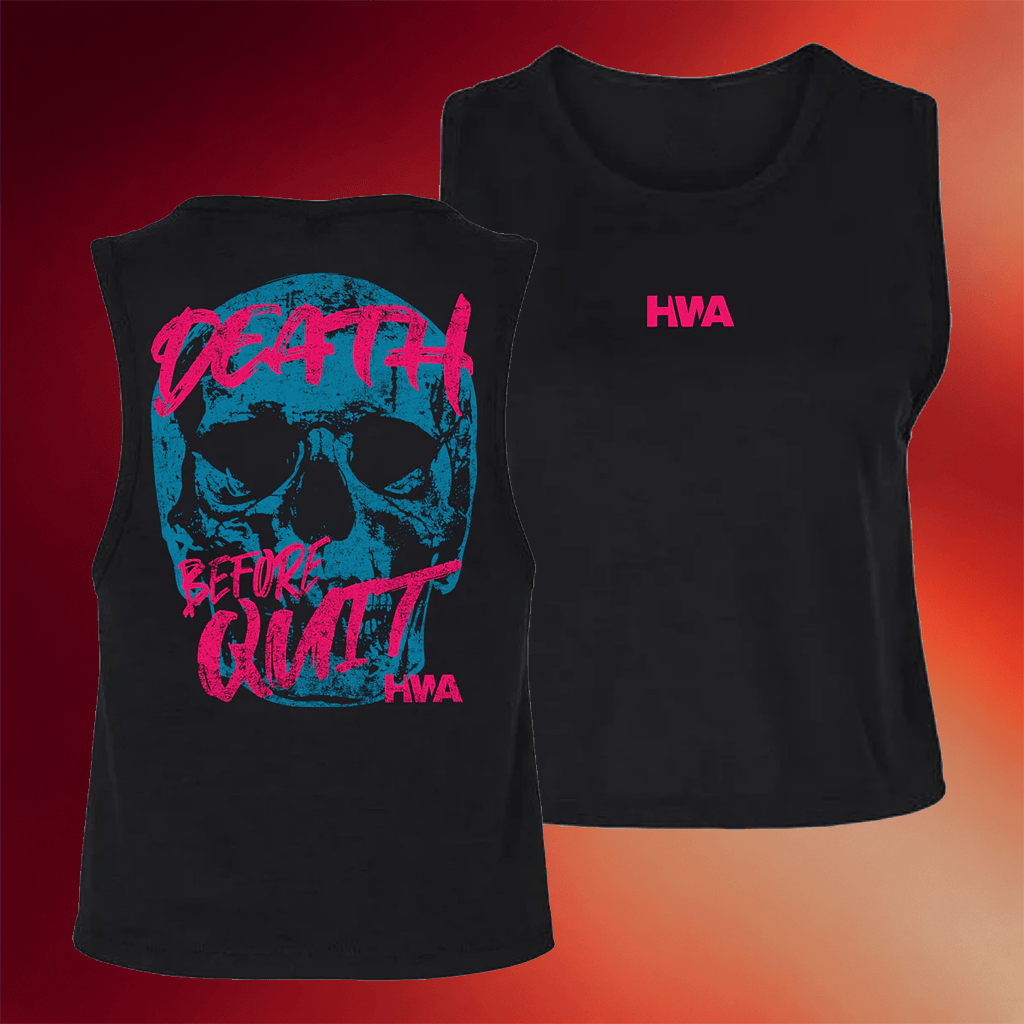 Hard Work Athletics Merch 2026 Death Before Quit Crop Tank Top Unique Gift For Sisters - Merchluma