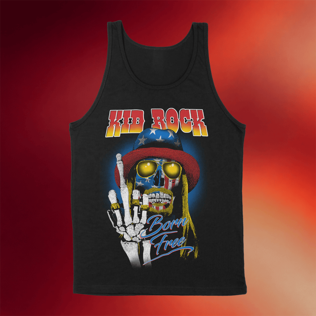 Kid Rock Merch 2026 Skull Finger Tank Top Born Free Shirt Gifts For Music Lovers - Merchluma