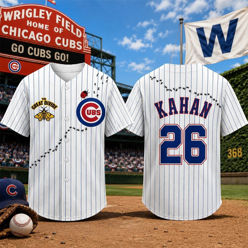 Chicago Cubs Kahan 26 The Great Divide Moth Ants Ladybug Trail Baseball Jersey Noah Kahan Merch - Merchluma