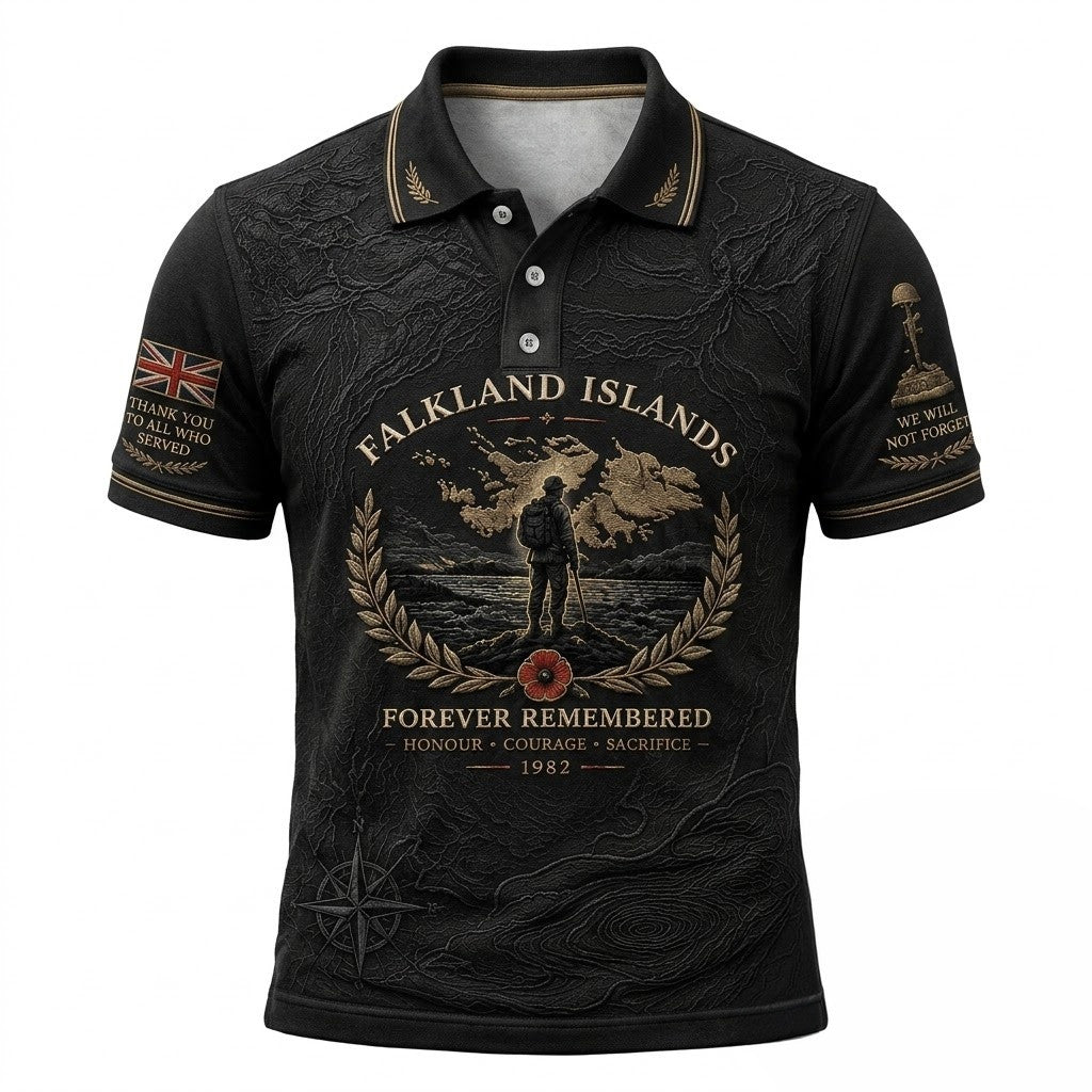 Falkland Islands 1982 Forever Remembered Veteran Memorial Polo Shirt Gift For Patriots - Merchluma