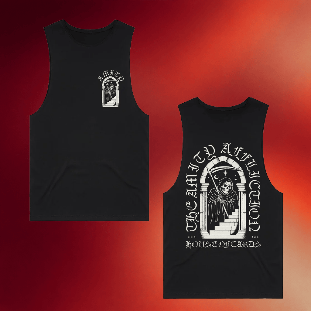 Pure Noise Records Merch The Amity Affliction House Of Cards Black Tank Gifts For Brother - Merchluma