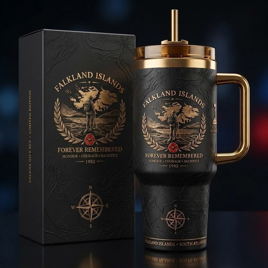 Falkland Islands 1982 Forever Remembered Commemorative Travel Tumbler 2026 Patriotic Gifts - Merchluma