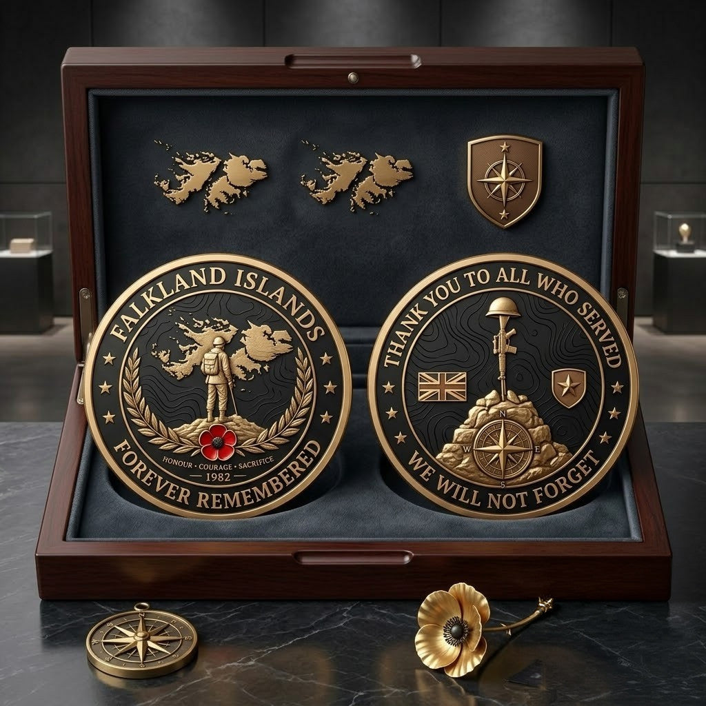 Falkland Islands 1982 War Forever Remembered Commemorative Coin Patriotic Merch Memorial Gift - Merchluma