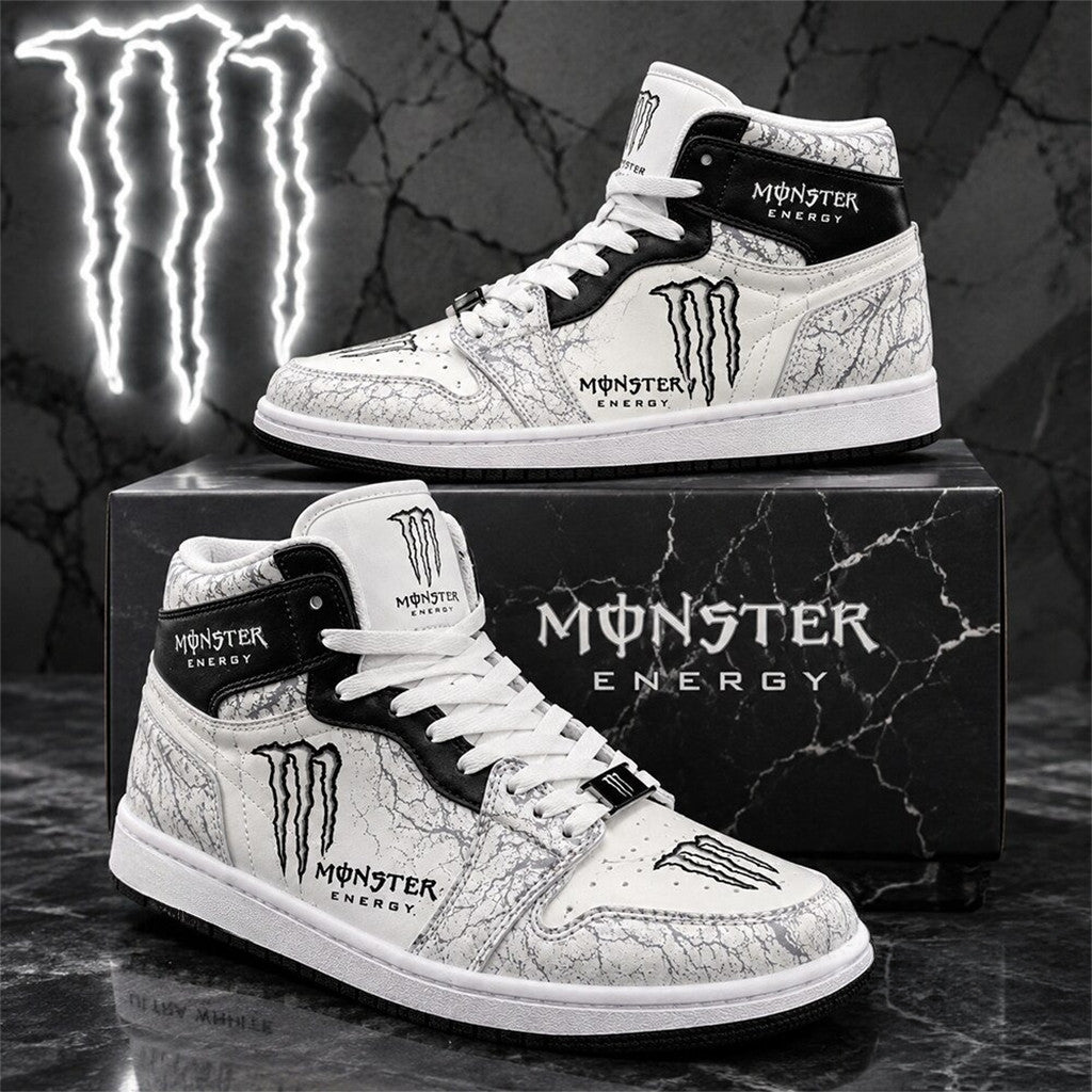 Monster Energy Claw Mark Cracked Design High Top Sneakers Monster Energy Merch Brother Gifts - Merchluma