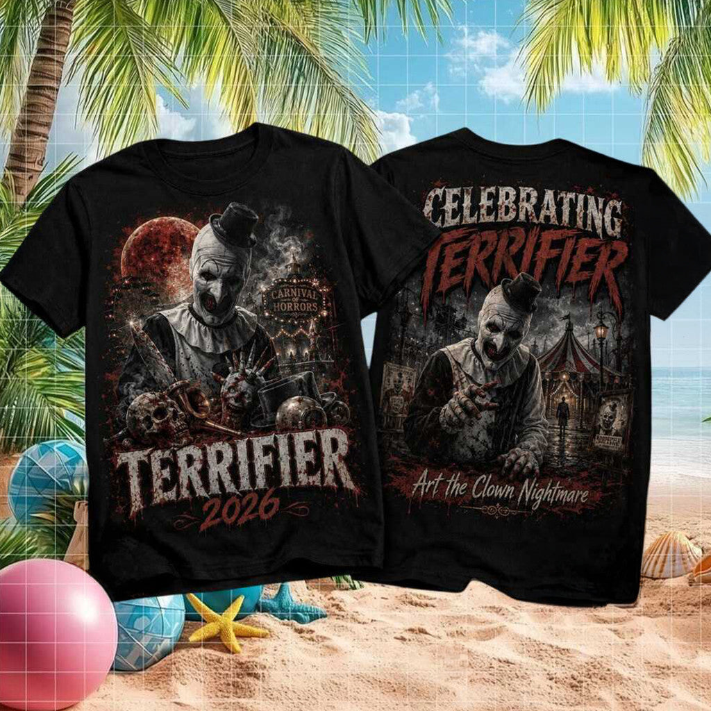 Terrifier 2026 Carnival Of Horrors Art The Clown Nightmare Horror T-Shirt Terrifier Merch Gift - Merchluma