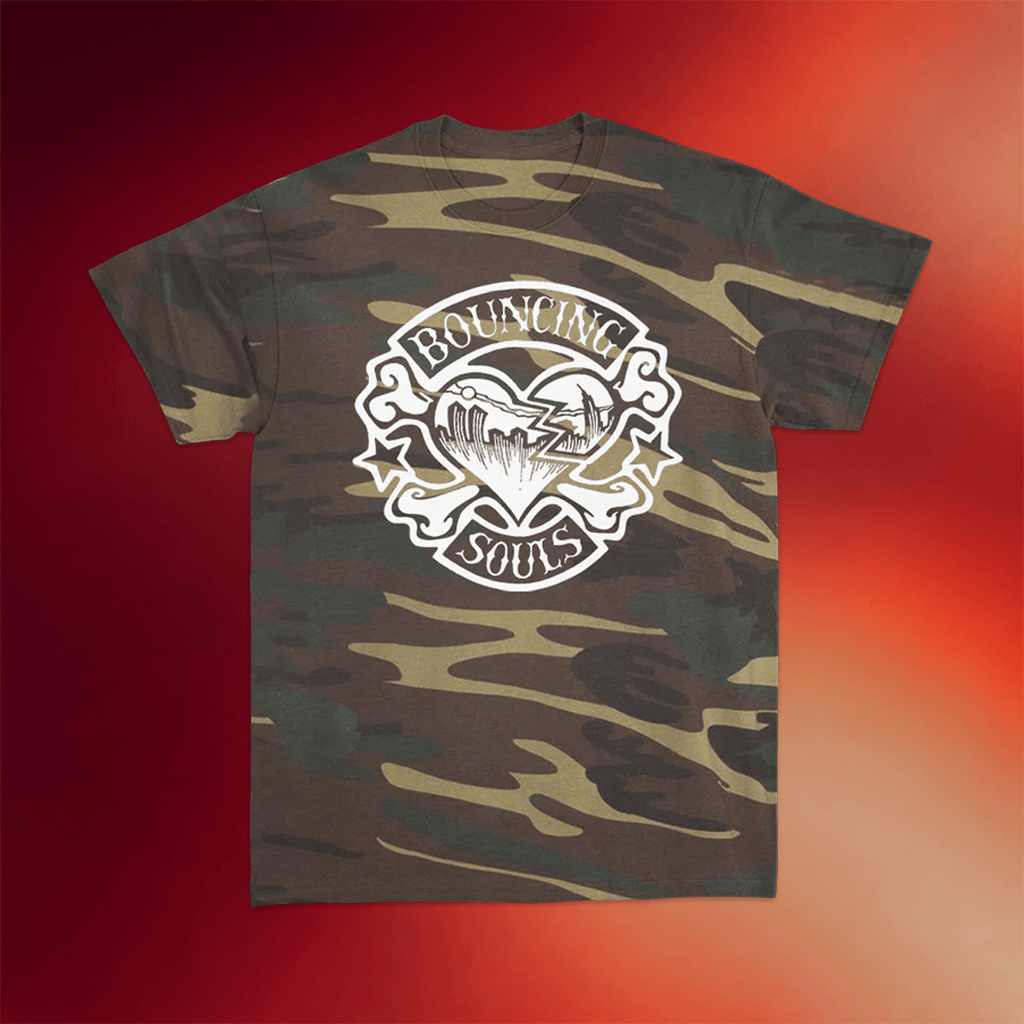 The Bouncing Souls Merch 2026 Rocker Heart Camo T-Shirt Gifts For A Rock Music Lover - Merchluma