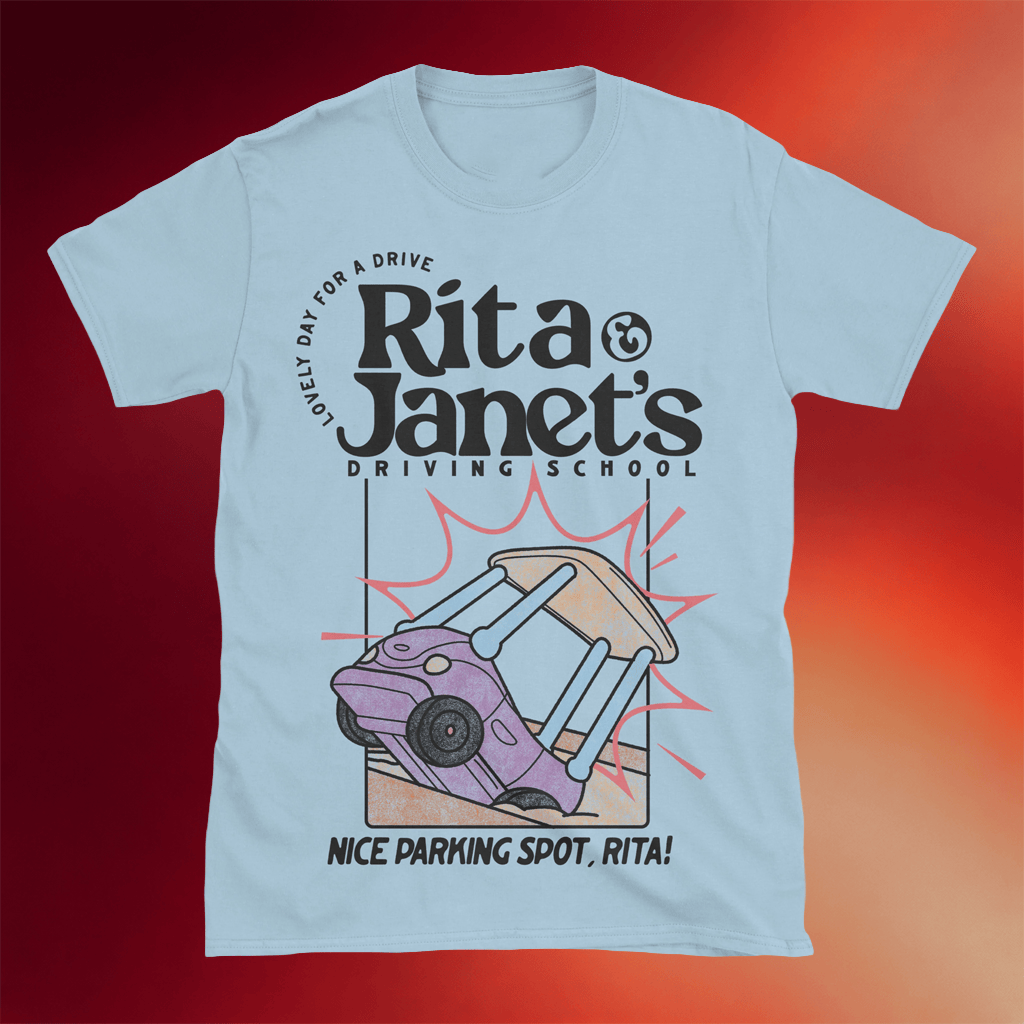 The Lost Bros Merch 2026 Rita And Janet's Driving School T-Shirt Great Father's Day Gifts - Merchluma
