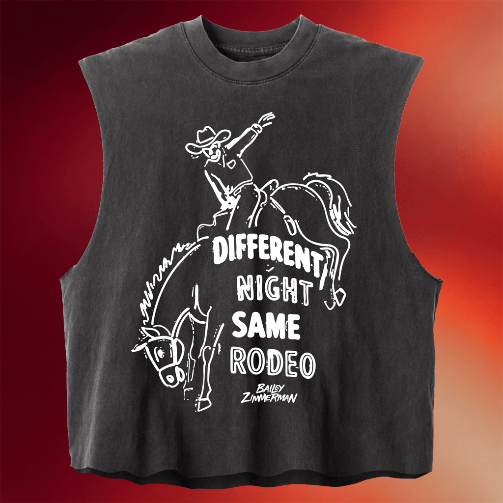 Bailey Zimmerman Merch 2026 Different Night Same Rodeo Cropped Tank Gifts For Music Fans - Merchluma