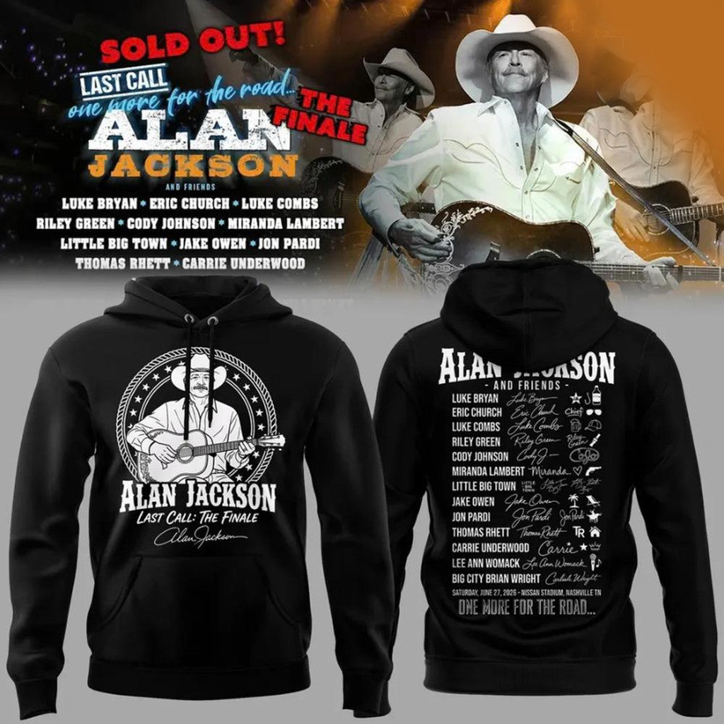 Alan Jackson Last Call The Finale 2026 Signature Hoodie Black Alan Jackson Merch Music Fan Gift - Merchluma