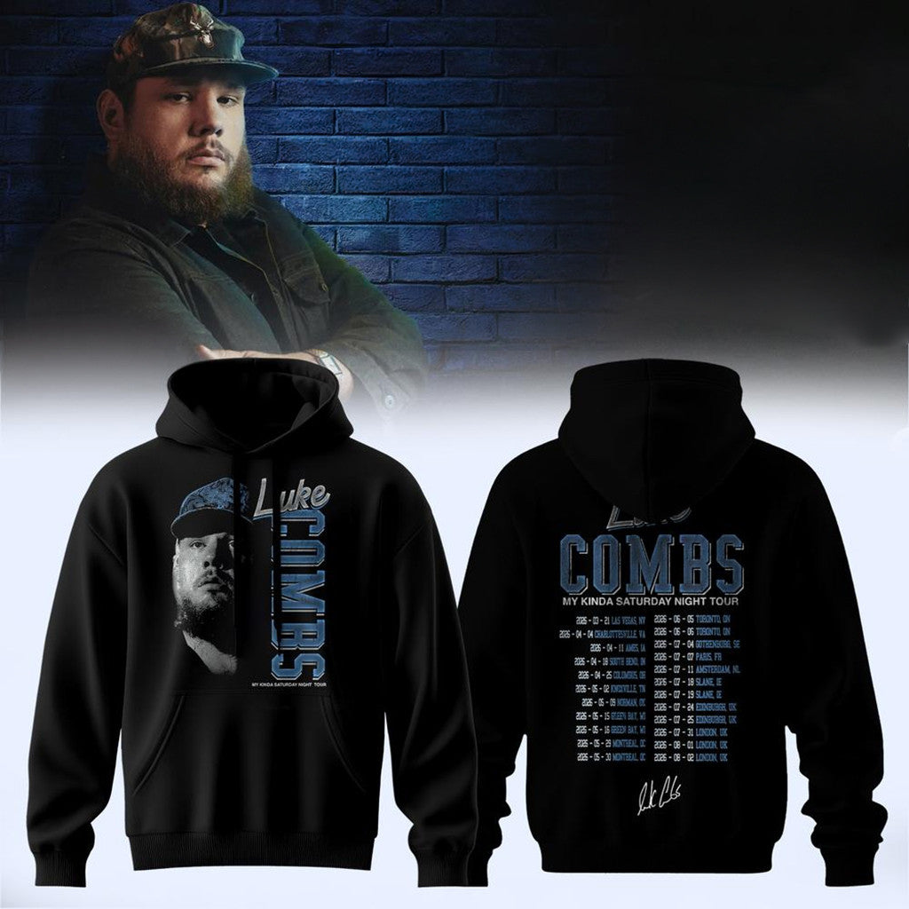 Luke Combs Tour Merch LC My Kinda Saturday Night Tour 2026 Signed Hoodie Black Gift For Fans - Merchluma