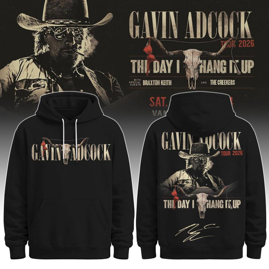 Gavin Adcock Merch 2026 The Day I Hang It Up Tour Hoodie Signature Gift For Country Music Fans - Merchluma