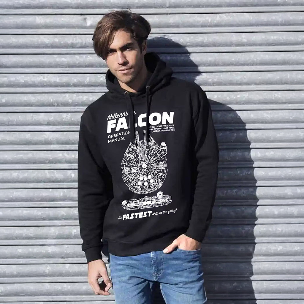 Star Wars Millennium Falcon Operation Manual Blueprint Hoodie Star Wars Merch Fans Gifts - Merchluma