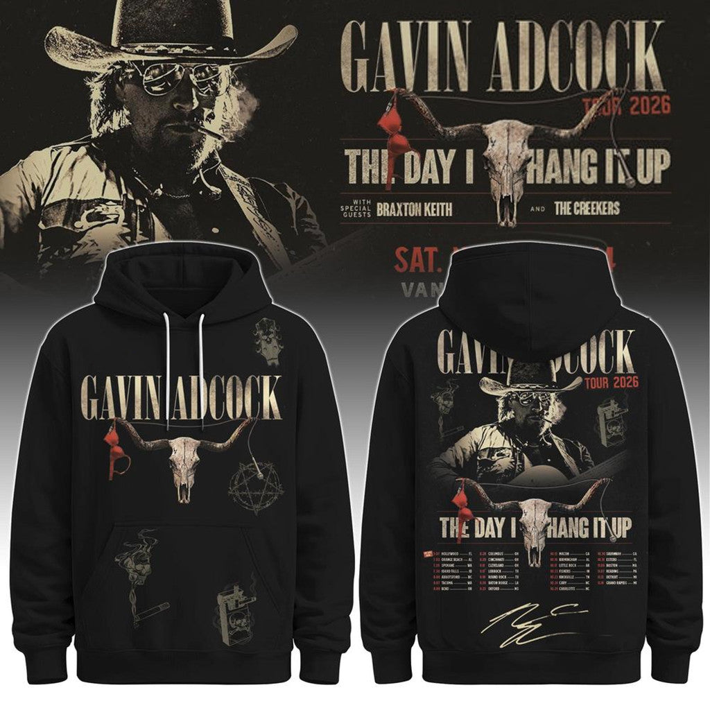 Gavin Adcock Merch 2026 The Day I Hang It Up Tour Dates Hoodie Signed Gift For Country Fans - Merchluma