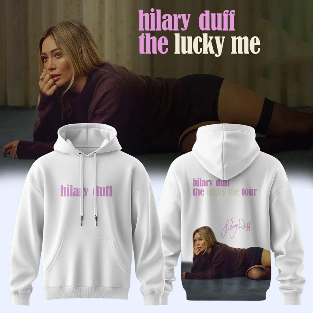 Hilary Duff Tour Merch 2026 The Lucky Me Tour Signature Hoodie Music Fan Apparel Best Gifts - Merchluma
