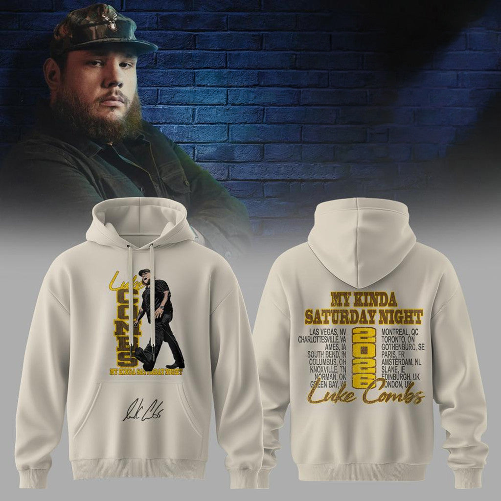 Luke Combs Tour Merch LC My Kinda Saturday Night Tour 2026 Signed Hoodie Music Lover Clothing - Merchluma