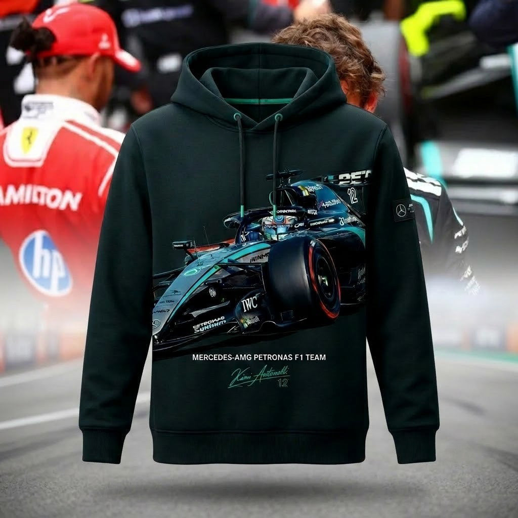 Mercedes-AMG Petronas F1 Team Kimi Antonelli #12 Hoodie Racing Fan Apparel Gift For Dudes - Merchluma