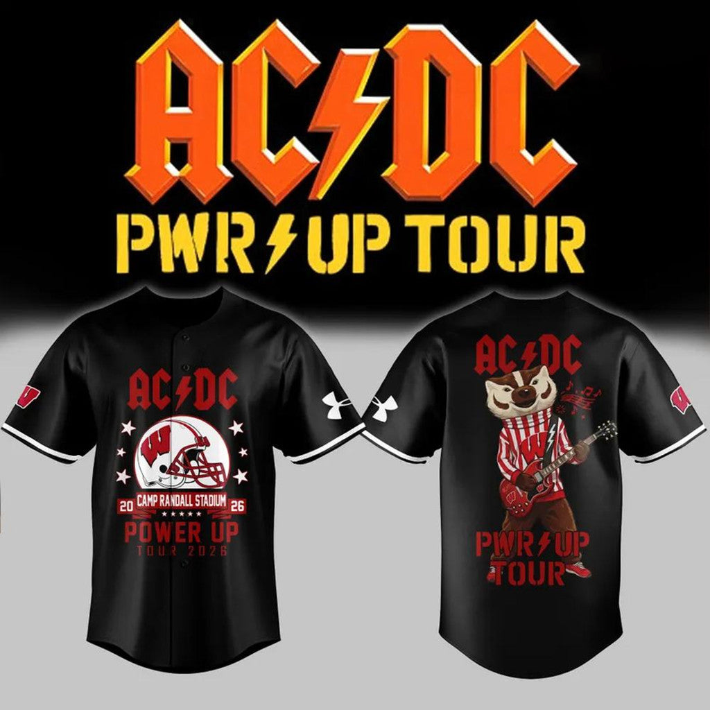 ACDC X Carolina Panthers Merch Power Up Tour 2026 Baseball Jersey Black Gift For Rock Fans - Merchluma