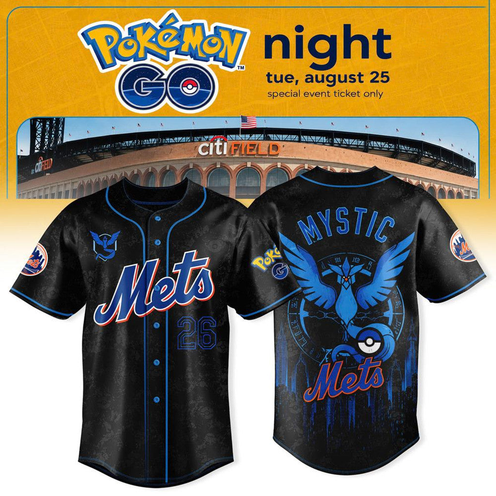 New York Mets x Pokemon GO Night Team Mystic Baseball Jersey NY Mets Merch Gifts For Him - Merchluma