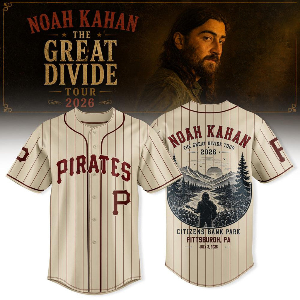 Noah Kahan X Pittsburgh Pirates Merch The Great Divide Tour 2026 Baseball Jersey Gift For Fans - Merchluma