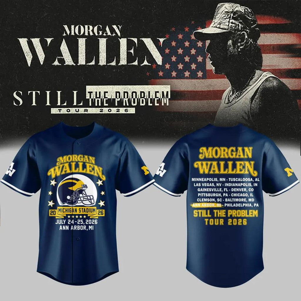 Morgan Wallen X Michigan Wolverines 2026 Still The Problem Tour Jersey MW Merch Fan Gifts - Merchluma