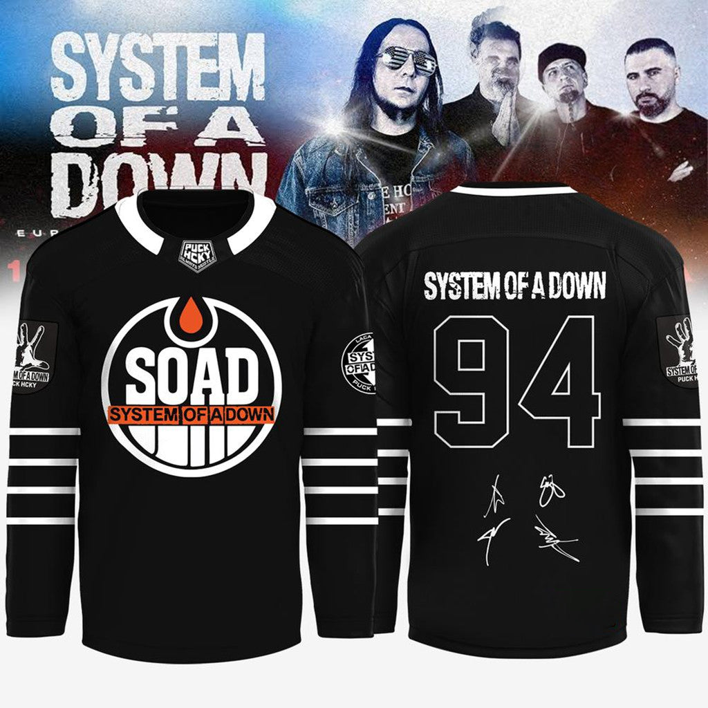 System Of A Down Europe UK Stadium Tour 2026 Hockey Jersey Black #94 SOAD Merch Gifts For Fan - Merchluma