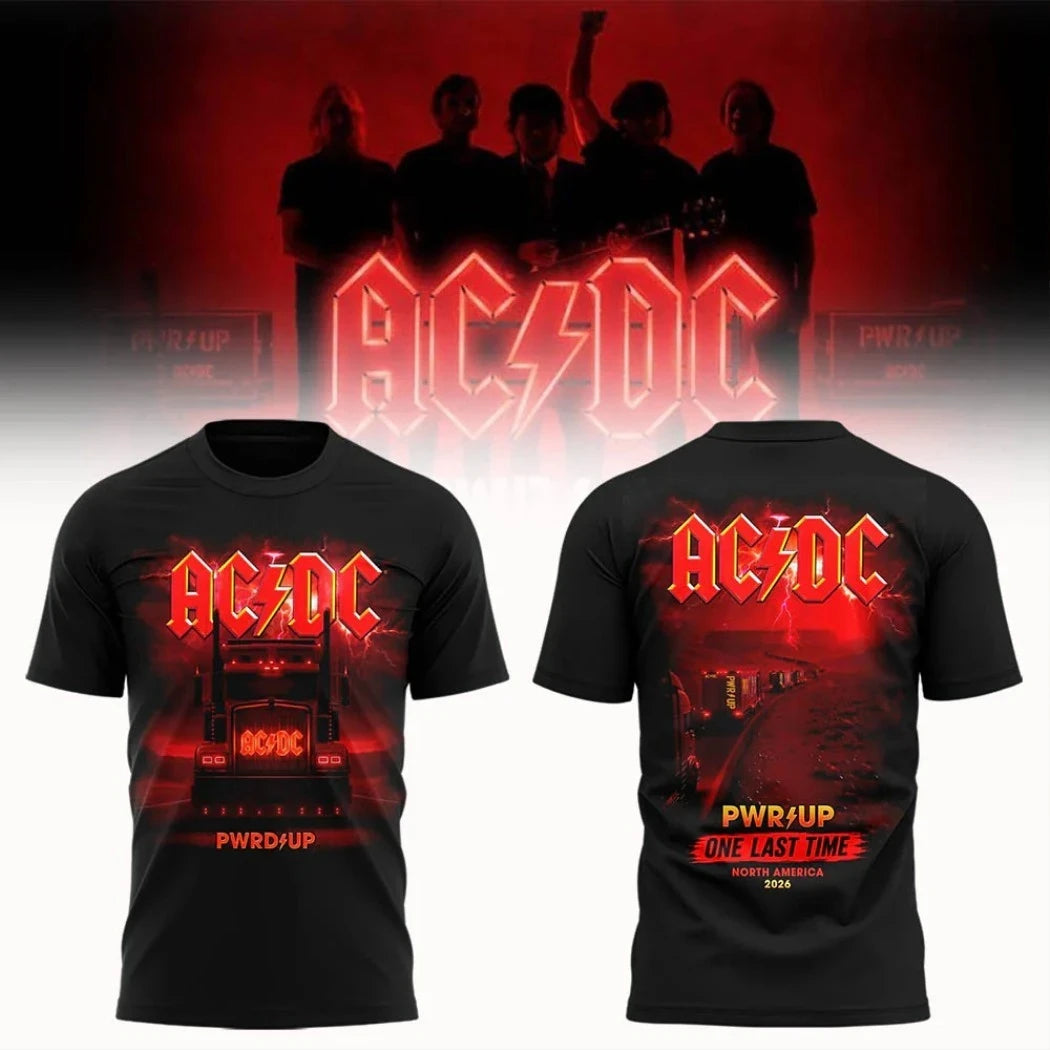 AC DC PWR UP Tour Merch 2026 One Last Time North America Black Semi Truck T-Shirt Fan Apparel - Merchluma