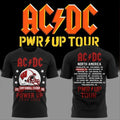 ACDC Wisconsin Badgers Merch Power Up Tour 2026 Black T-Shirt Camp Randall Stadium City Dates - Merchluma