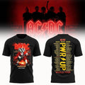 ACDC X Wisconsin Badgers Merch PWRUP World Tour 2024 2025 2026 Cities T-Shirt Rock Fan Apparel - Merchluma