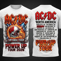 AC DC X Wisconsin Badgers Merch Power Up Tour 2026 White Flame Helmet T-Shirt Gift For Fans - Merchluma