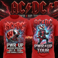 ACDC Wisconsin Badgers PWR UP Tour Merch 2026 Madison Camp Randall Stadium Bucky Rocker T-Shirt - Merchluma